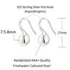 925 sterling silver hoop selection AAA+ quality 7.5-8mm white freshwater cultured pearl dangling earrings jewelry, designed for women view 2