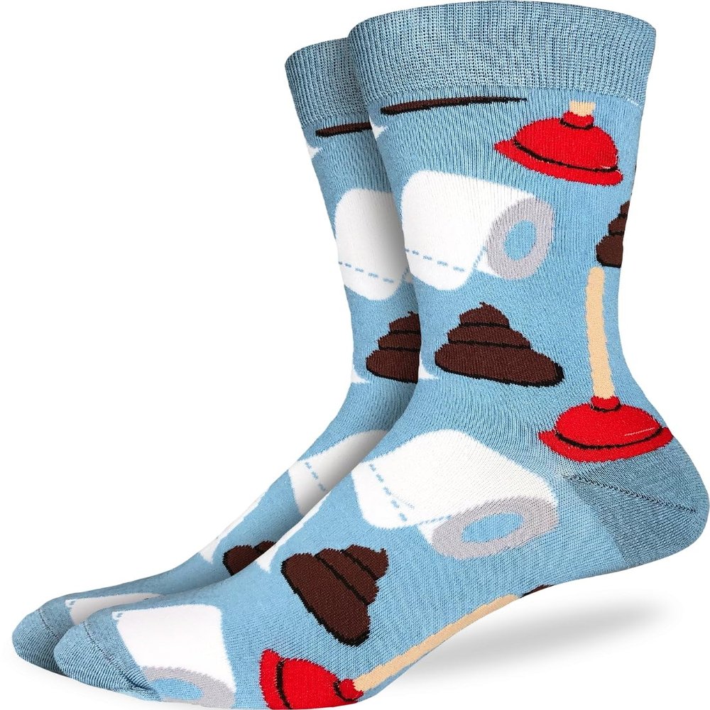 Good Luck Sock Men's Poop and Plungers Socks, Adult, Shoe Size 7-12