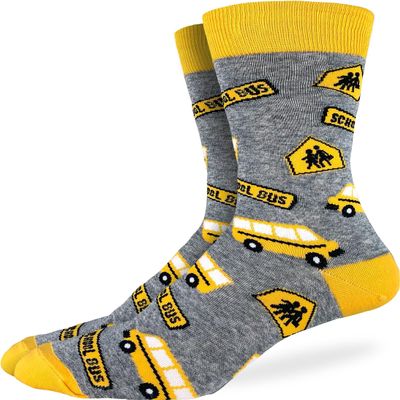 Good Luck Sock Men's School Bus Socks, Adult, Shoe Size 7-12