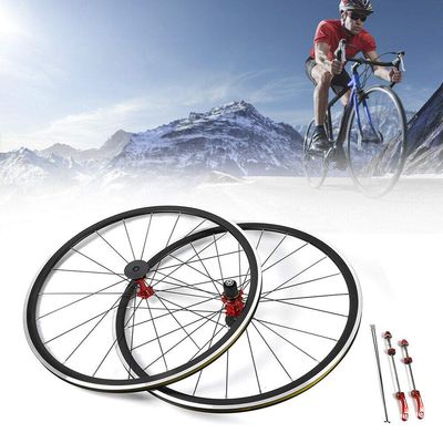 700C Road Bicycle Wheel Front Rear Wheel Set, Double Wall Aluminium Alloy Rim C/V Brake Clincher Fit for 7/8/ 9/10/ 11 Speed Freewheel 30mm Rims Bike Accessories
