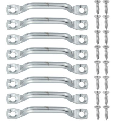 Bimini Top Strap Pad Eye Footman Loop 1 Inch - Heavy Duty Stainless Steel for Boat, Pontoon, Kayak, Buggy, Tie Downs Anchor, Jeep Wrangler Door Limit Strap, Tarps, Canopies (8 Footman Loop 16 Screw)