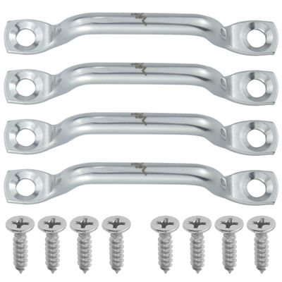 316 Stainless Steel Footman Loop (4 PCS) with Fast Installation Cross Flat Head Tapping Screws (16PCS) for Kayak Deck Loops, Bimini Top Strap, Tie Down Anchor Point, Jeep Corvette, Buggy (4 Pack)