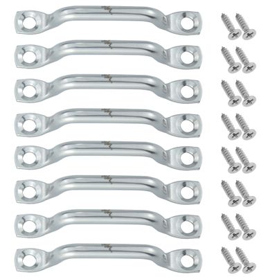 316 Stainless Steel Footman Loop (8 PCS) with Fast Installation Cross Flat Head Tapping Screws (16PCS) for Kayak Deck Loops, Bimini Top Strap, Tie Down Anchor Point, Jeep Corvette, Buggy (8 Pack)