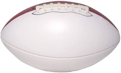 Ballstars Autograph Blank Full 12 Inch Football with Base | Regulation Size | Football Trophy for Signing with Two White Panels