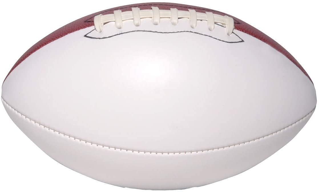 Ballstars Autograph Blank Full 12 Inch Football with Base | Regulation Size | Football Trophy for Signing with Two White Panels