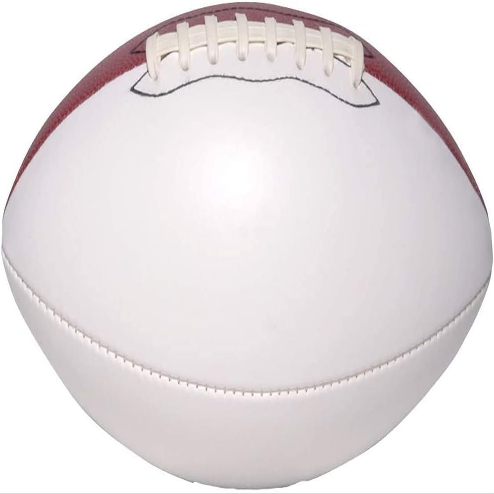 Ballstars Autograph Blank Mini 6 Inch Football with Base | Official Size 1 | Football Trophy for Signing with Two White Panels