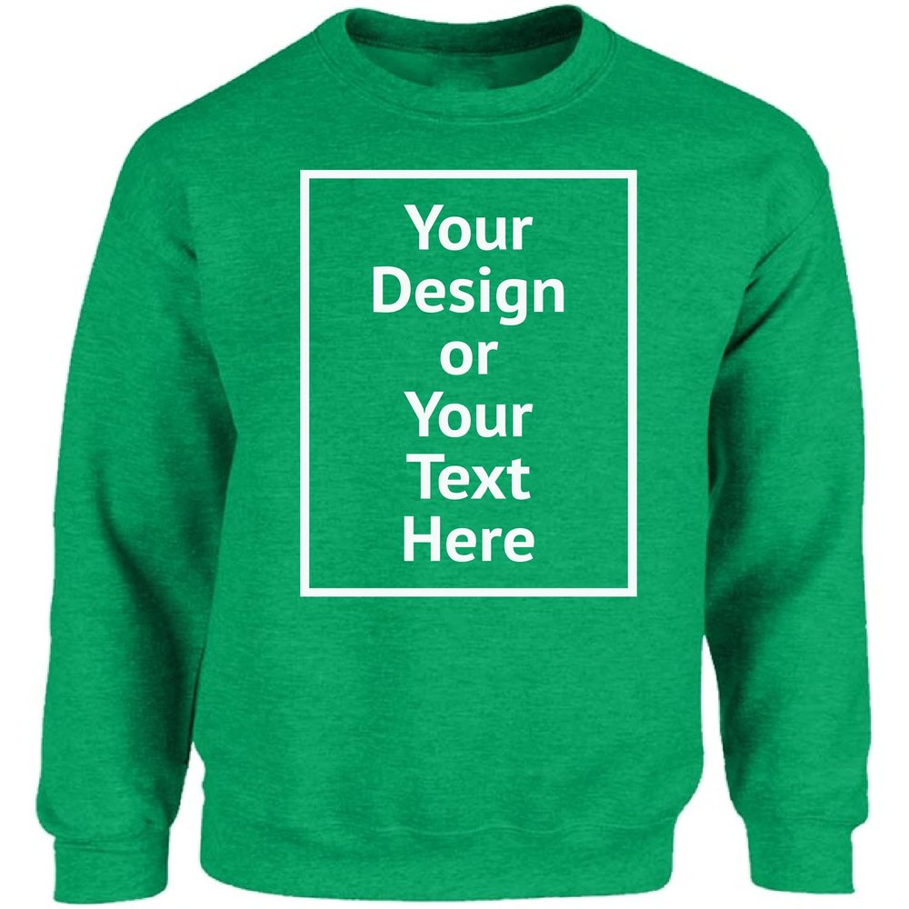 Vizor Personalized Sweatshirt for Men and Women- Custom Your Design Photo Picture Text DIY Gifts 2XL Irish Green