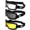 Birdz Eyewear Wren Frameless Skydiving Riding Goggles 3 Pairs Anti-Fog with Clear Smoke & Yellow Lens view 1