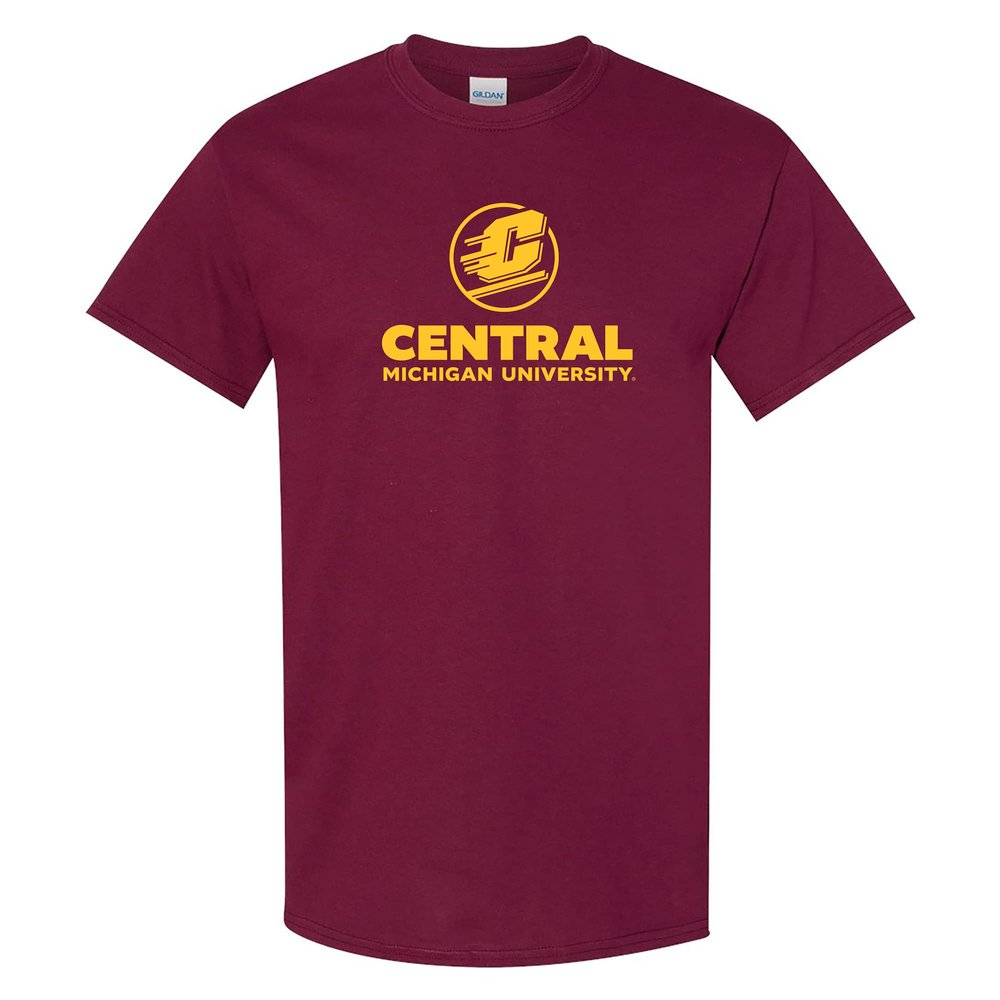 AS1121 - Central Michigan Chippewas Institutional Logo T Shirt - Medium - Maroon
