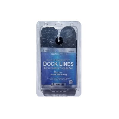 Tidal Wake Reflective Marine-Grade Dock Lines  Double Braided Nylon Boat Rope, 3/8" x15 ft, Eyelet Loop  Easier to See at Night, Heavy-Duty, UV & Saltwater Resistant 4 Pack (Black w/Silver)