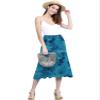 LLWB2345 Women's Tie Dye Lightweight Flare Midi Pull On Closure Skirt S Teal view 4