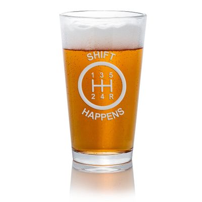 Shift Happens Drive Stick Cars Pint Glass - Drive Stick, Manual Cars, Racing Gift, Tuner Gift, Beer Glass