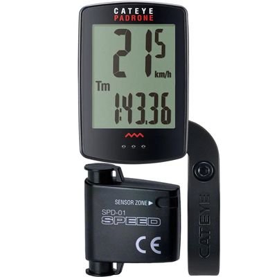 CATEYE Padrone Wireless OF-100 Bike Computer Oversized Display Cyclocomputer, Wireless Speedometer & Odometer, Out Front Mount, Auto Start/Stop, Programmable Odometer, Fits Road, MTB, Gravel Bikes