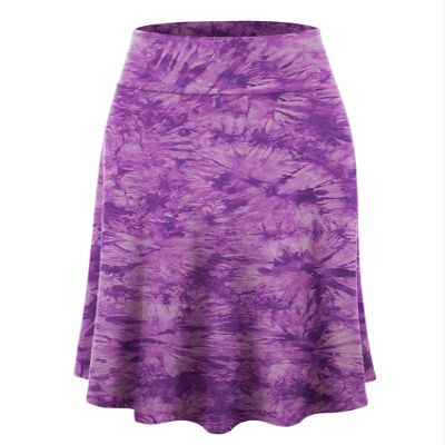 LLWB2345 Women's Tie Dye Lightweight Flare Midi Pull On Closure Skirt XXXL Purple
