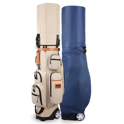 ACXZ Golf Travel Bag for Women Men with 10 Way Dividers, with Rain Cover, Cooler Pocket/Shoe Pocket, Golf Carrying Bag with Wheels, Red/Khaki/Dark Blue/Grey