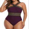 Hilor Slimming Bathing Suit for Curvy Women Cute One Piece Swimsuits Best Tummy Control Swimwear Deep Merlot XXL/US16 view 3