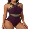 Hilor Slimming Bathing Suit for Curvy Women Cute One Piece Swimsuits Best Tummy Control Swimwear Deep Merlot XXL/US16 view 4