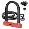ROCKBROS U Lock Bike U Lock with Cable Heavy Duty Anti Theft Bike Lock U-Lock 4 ft Cable Mounting Bracket for Bikes eBikes Motorcycles Scooters view 1