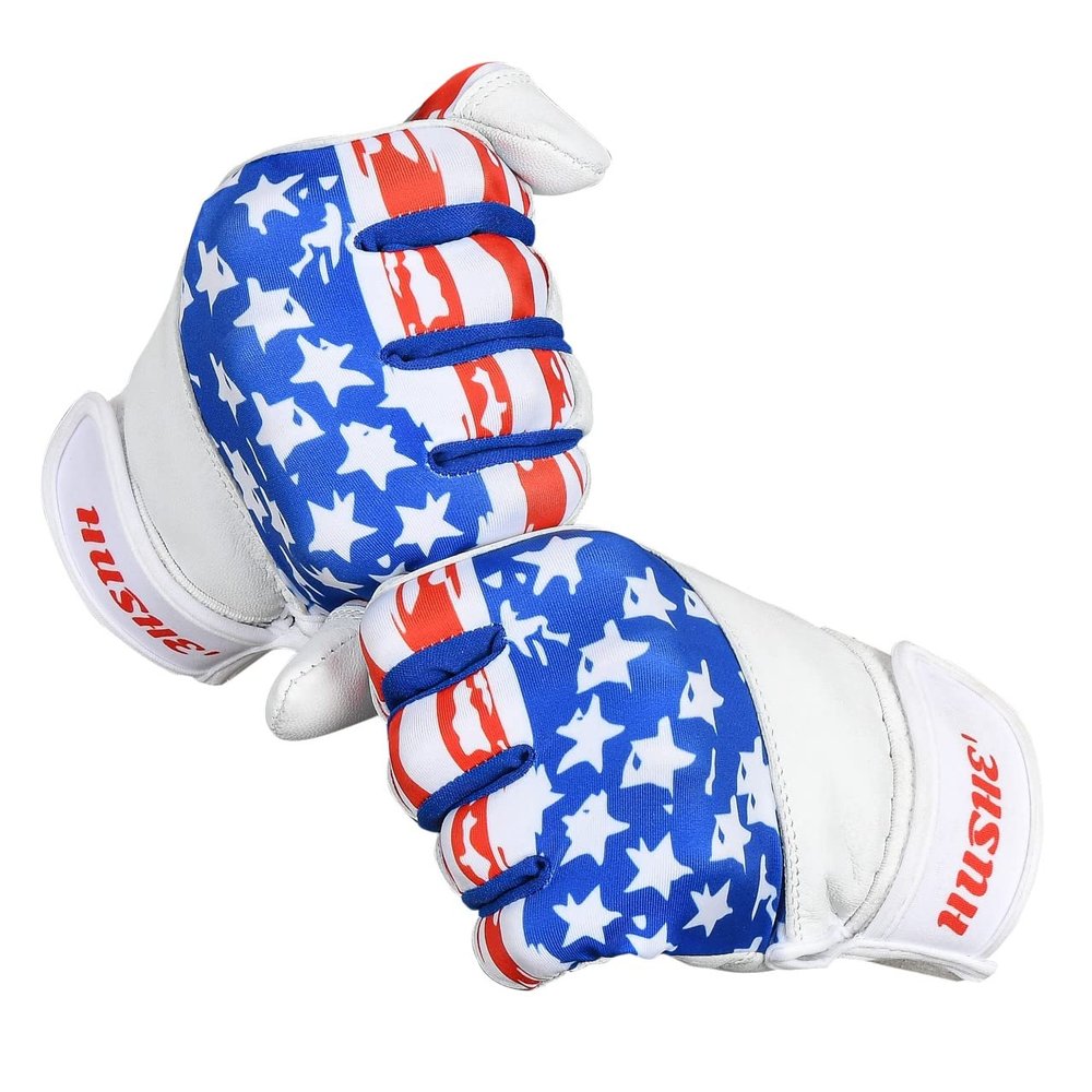 American Flag Baseball Batting Gloves USA Flag Baseball Batting Gloves for Youth Adult & Unisex (White) (Medium, Youth)
