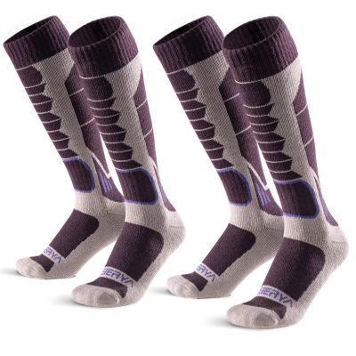 WEIERYA Ski Sock Merino Wool Ski Socks Mens Womens Skiing & Snowboarding Socks, Over The Calf (US, Alpha, X-Large, Regular, Regular, 2, Purple)