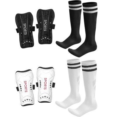 AIMISICAR Soccer Shin Guards Toddler Kids Youth, Shin Pads and Long Soccer Socks for 3-15 Years Old Boys and Girls for Football Games, Lightweight and Breathable Soccer Equipment, 2 Pack
