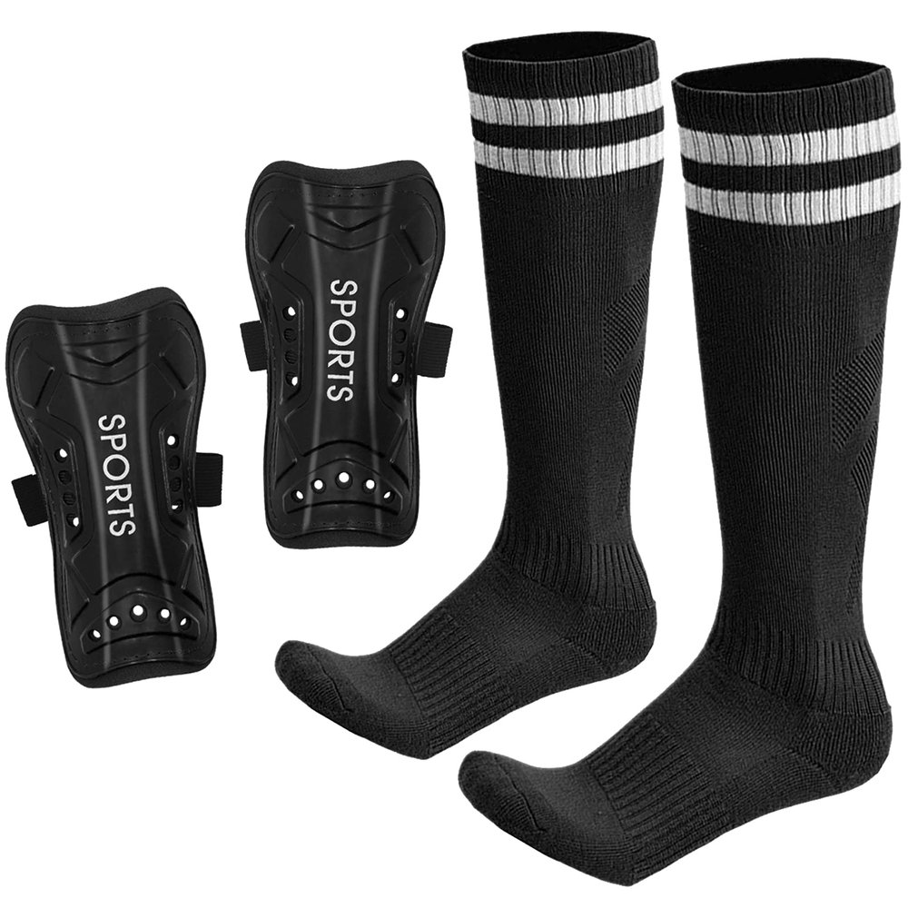 AIMISICAR Toddler Kids Youth Soccer Shin Guards and Socks for Boys & Girls (Age 3-5,6-8,8-12,10-14) | Lightweight Breathable Shin Pads & Soccer Socks Combo for Football Games & Training