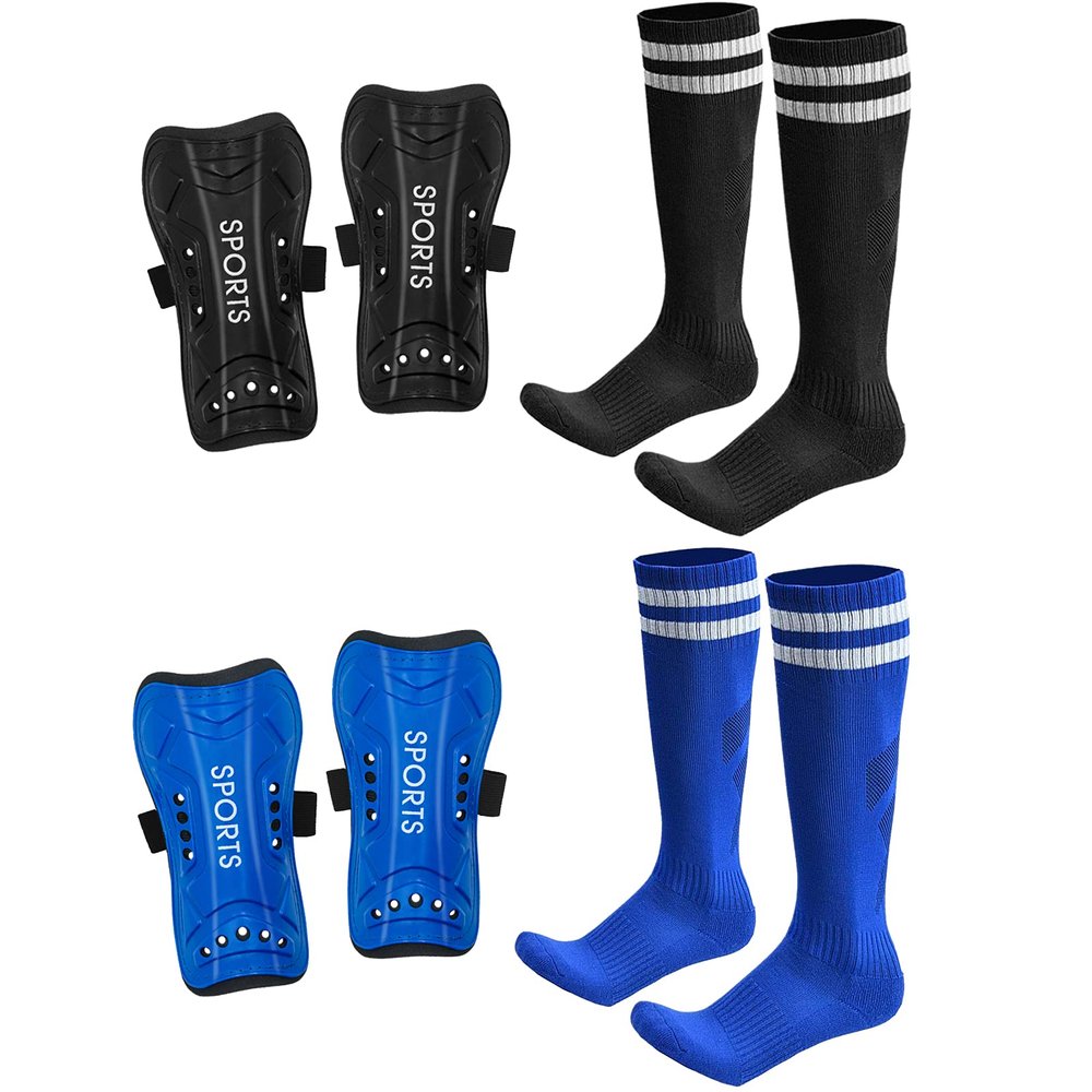 AIMISICAR Toddler Kids Youth Soccer Shin Guards and Socks for Boys & Girls (Age 3-5,6-8,8-12,10-14) | Lightweight Breathable Shin Pads & Soccer Socks Combo for Football Games & Training
