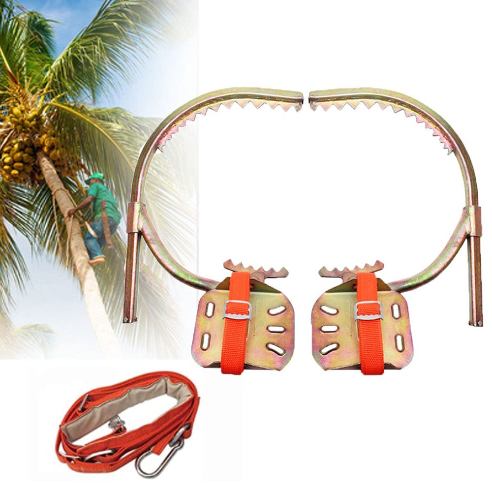 WZFANJIJ Tree Climbing Spike One Pair 2 Gears Set Safety Belt Adjustable Rope Rescue Belt Portable Non-Slip Climbing Spikes Shoes for Hunting Observation Picking Fruit Coconut,450Model