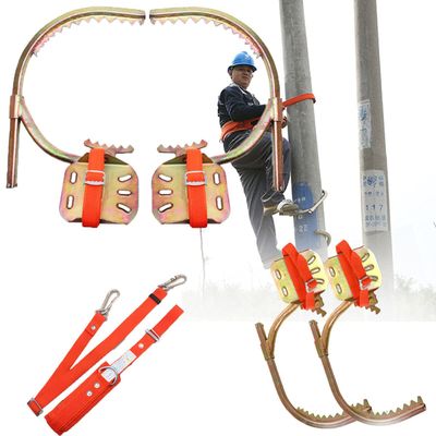 WZFANJIJ Tree Climbing Spikes, Non-Slip Pole Climbing Spikes with Safety Harness, Adjustable Electrician Wooden Pole Foot Buckle, for Hunting Observation, Picking Fruit,450Model