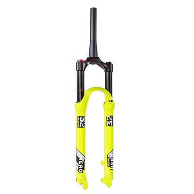 Jejy 26/27.5/29" Ultralight Front Forks Mountain Bike, Manual Lockout Remote Lockout QR 9mm MTB Air Suspension Fork Disc Brake Yellow (Color : Tapered Manual Lockout, Size : 26)