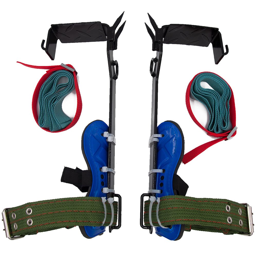 Litong 2 Pack Tree Climbing Gears, Adjustable Stainless Steel Spikes with Harness Belt, Non-Slip Pedal for Picking Fruit, Outdoor Sports (Unisex)