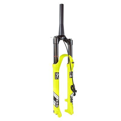 Jejy 26/27.5/29" Ultralight Front Forks Mountain Bike, Manual Lockout Remote Lockout QR 9mm MTB Air Suspension Fork Disc Brake Yellow (Color : Tapered Remote Lockout, Size : 29)