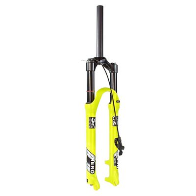 Jejy 26/27.5/29" Ultralight Front Forks Mountain Bike, Manual Lockout Remote Lockout QR 9mm MTB Air Suspension Fork Disc Brake Yellow (Color : Straight Remote Lockout, Size : 29)