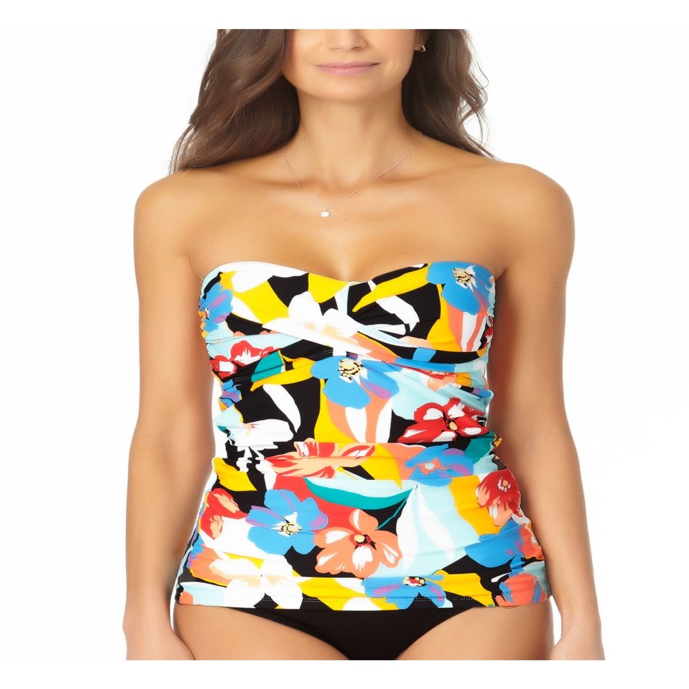 Anne Cole Signature Modern Blooms Twist Bandini Top, XS, Multi