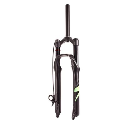 Jejy 9mm Quick Release Suspension Fork 26" 27.5" Wheel Mountain Bicycle, Shock Absorber Air MTB Front Forks Straight Tube Remote Lockout Bike Accessories (Color : Green Label, Size : 27.5)