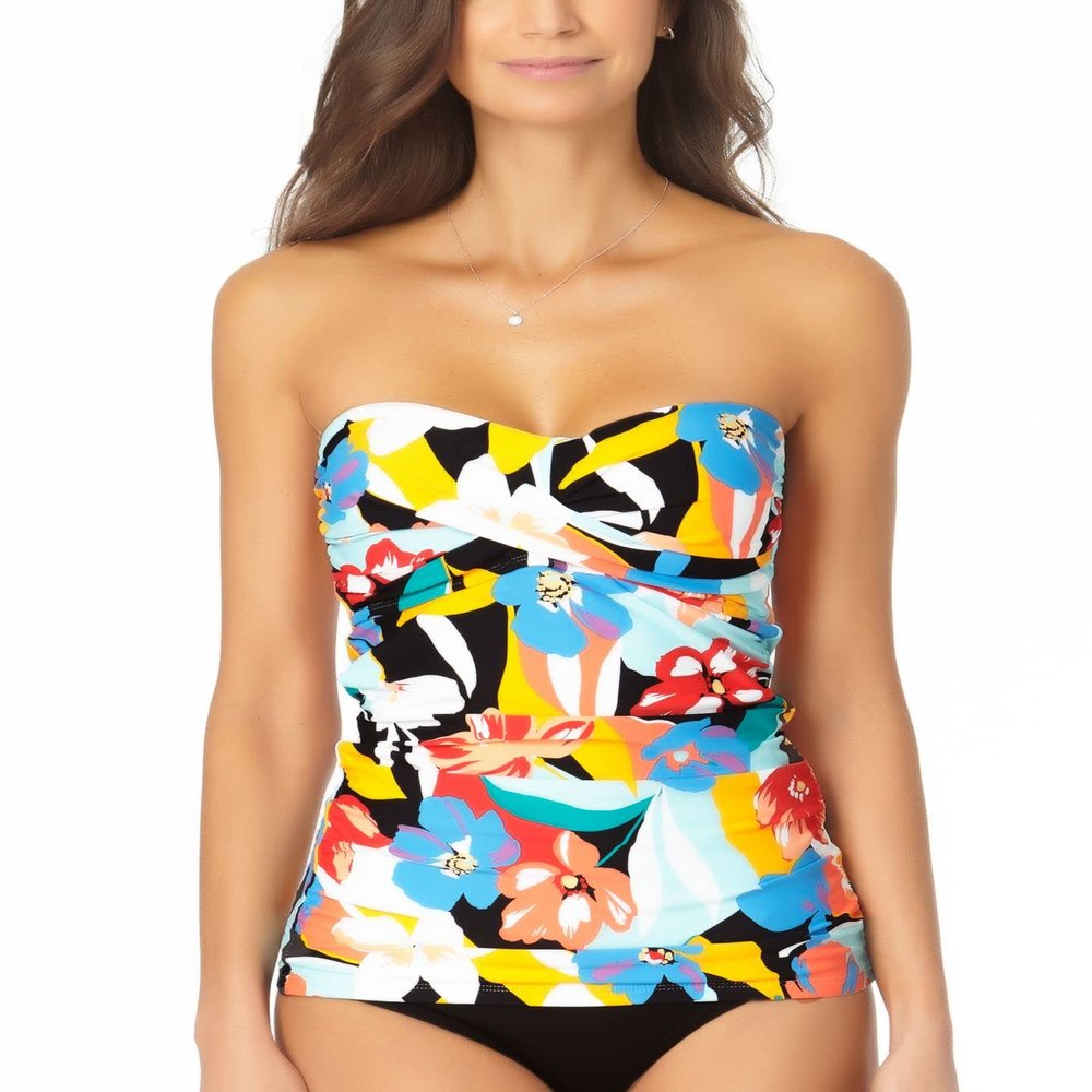 Anne Cole Signature Modern Blooms Twist Bandini Top, S, Multi