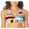 Anne Cole Signature Wavy Stripe Marilyn Halter Bikini Top, S, Multi view 1