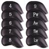 All Teed Up Premium Magnetic Leather Iron and Wedge Golf Club Head Covers | Set of 10 | Fits Most Clubs | Embroidered Club Label on Both Sides of Club Head Cover view 1