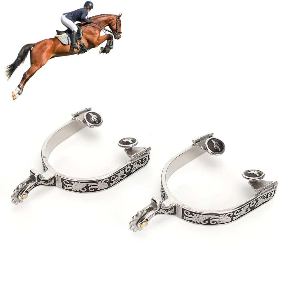 VINGVO Horse Boot Spurs, Reining Horse Spurs Stainless Steel Western Cowboy Spurs Exquisite Gear Spurs Equestrian Gear Accessories Competition Horse Training Dressage for Equestrian Competition