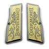 Grips for Browning Hi Power and Tisas Regent BR9, Scroll Texture Metal Grips Nickel and Gold Plated view 1