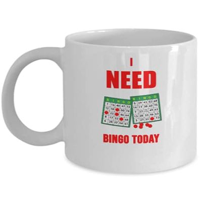Bingo Lover Mug - I NEED Bingo Today - Cup for Bingo Players - Grandma Bingo Mug, Bingo Coffee Mugs for Caller, Winner, Queen, King, Grandpa (11 oz)