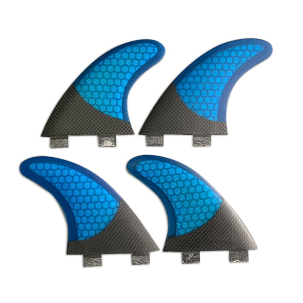 Lifyn2 Surfing Fins Surfboard Quad Fins Surfing Tail Fin Surf Tail Rudder Thruster Paddle Board Fin (Color : Carbon and Blue)