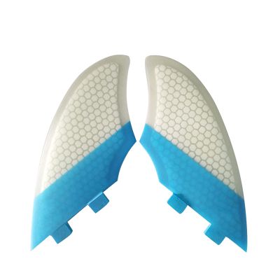 Lifyn2 Surfing Fins 2Pcs Surfboard Tail Rudder Surfing Twin Fin Set Keel Fin for Longboard Shortboard (Color : Blue with White)