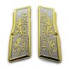 Grips for Browning Hi Power and Tisas Regent BR9, Scroll Texture Metal Grips Gold Plated view 1
