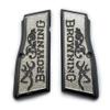 Grips for Browning Hi Power and Tisas Regent BR9, Scroll Texture Metal Grips Nickel and Black Plated view 1