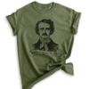 When It Rains It Poes Shirt, Unisex Women's Men's Shirt, Edgar Allen Poe Shirt, Funny Poe Tee, Funny Gothic Shirt, Poet Tee, Heather Military Green, X-Large view 1