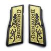 Grips for Browning Hi Power and Tisas Regent BR9, Scroll Texture Metal Grips Black and Gold Plated view 1