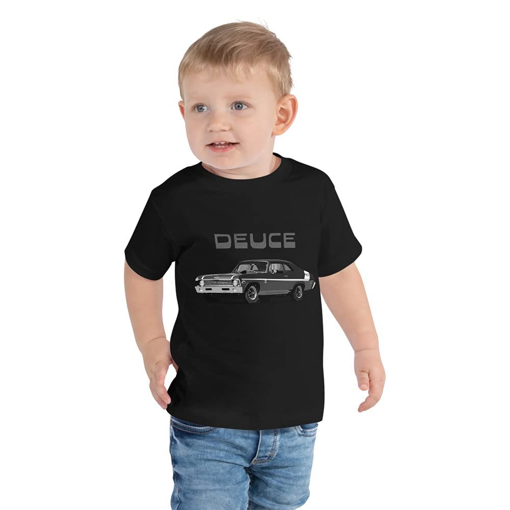 1970 Chevy Nova Deuce Classic Car Toddler Short Sleeve Tee Black