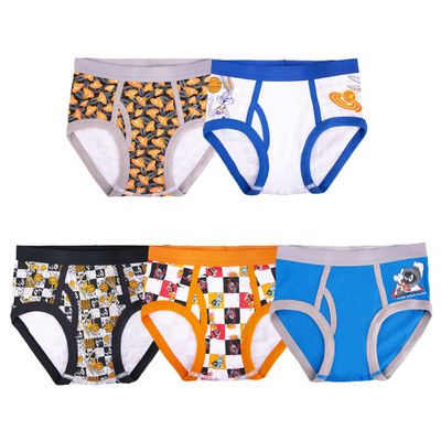 Handcraft Space Jam 5-Pack Boys Briefs Underwear 100% Cotton Comfortable 4 Multicolor