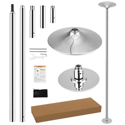 PRIORMAN Dance Pole Set Premium Height Adjustable 7.38-8.85ft Portable 45mm Diameter 360Spinning Dancing Pole for Home,200KGS Capacity,Drill-Free Installation with Floor-to-Ceiling Stability(Silver)